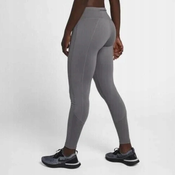 NIKE LEGGINSY SZARE POWER RACER DRI-FIT siłownia fitness logo