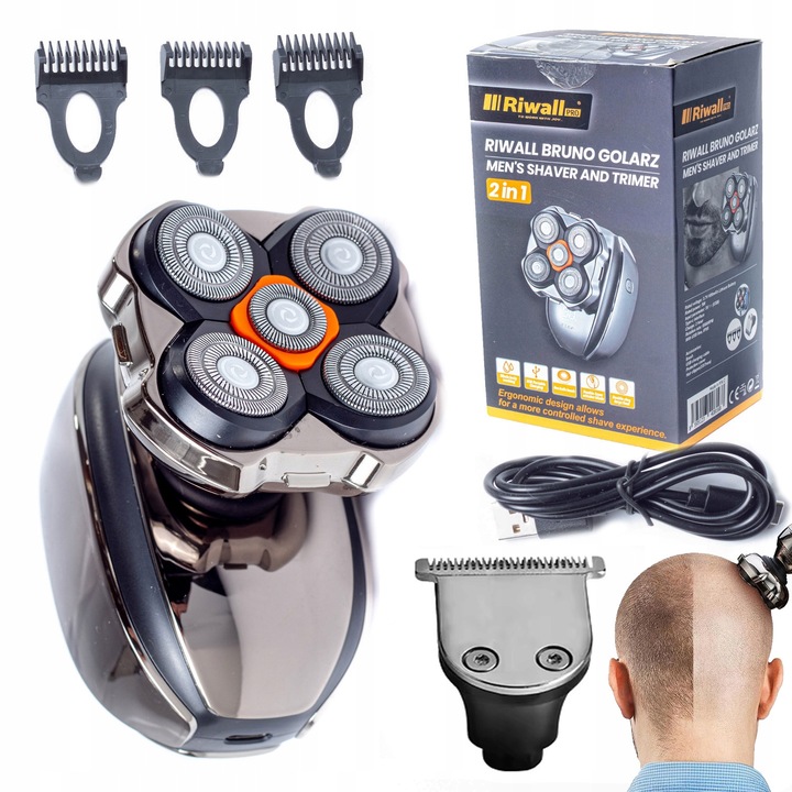 GOLARKA MĘSKA AKUMULATOROWA RIWALL RS-01 MASZYNKA DO GOLENIA 5D USBC