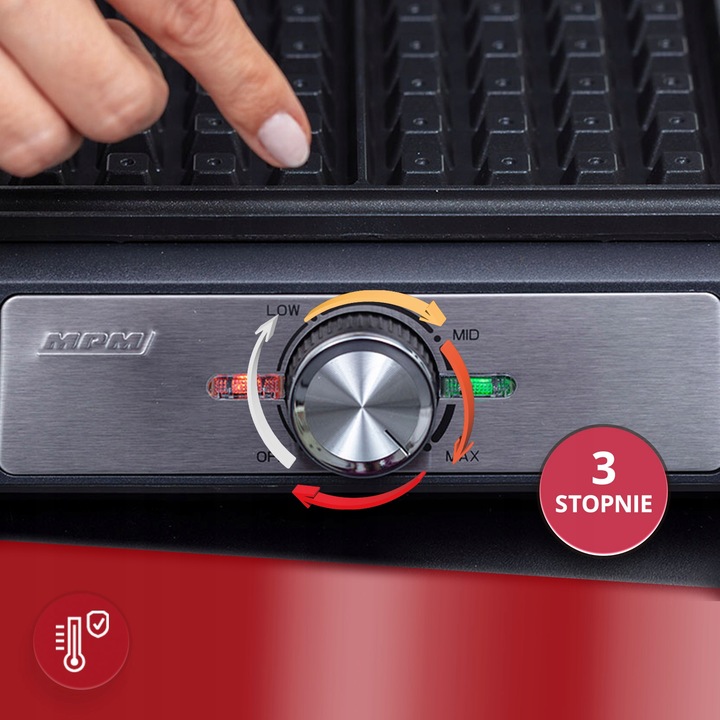 Gofrownica MPM mocna czarna 2 duże gofry MPM MGO-41/C 1600W