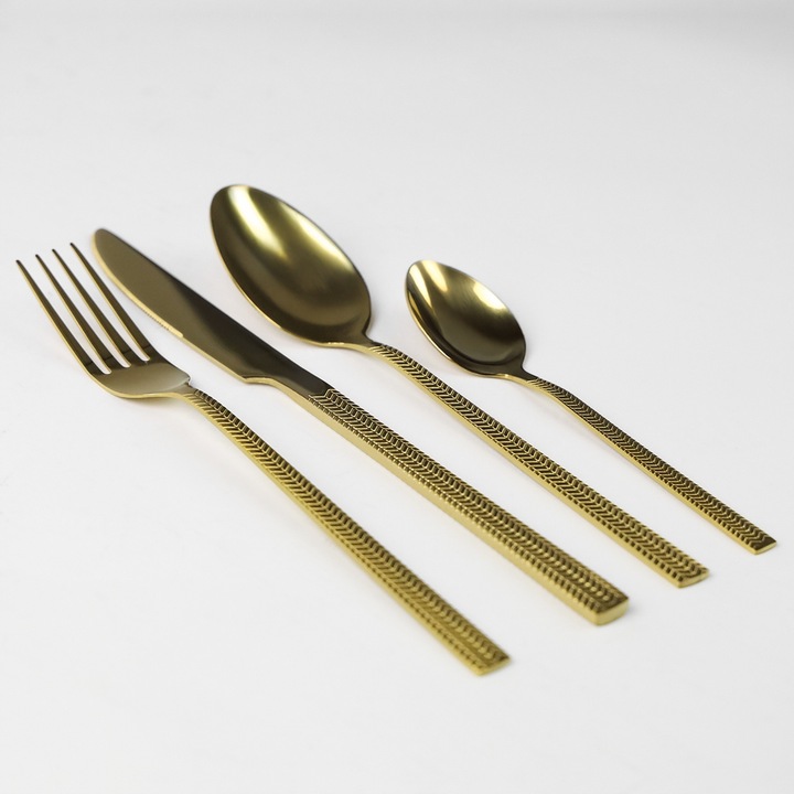 Komplet sztućców sztućce JAGNA 48-elementowy złoty POŁYSK DLA 12 OSÓB ZŁOTE