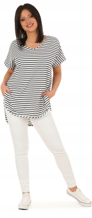 Moda Fresca F625 paski Oversizowa asymetryczna TUNIKA
