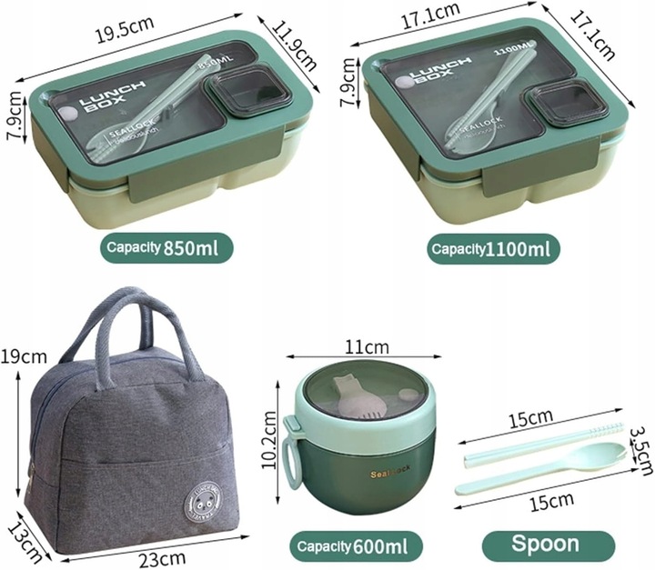 TERMOS OBIADOWY NA ZUPE DRUGIE DANIE SZTUĆCE LUNCHBOX + TORBA 6W1