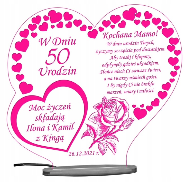 18 50 60 70 80 90 URODZINY STATUETKA PREZENT LED