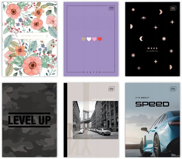 ZESZYT A4 60kart KRATKA MIX OKŁADEK INTERDRUK x5