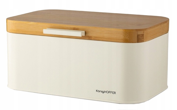 CHLEBAK STALOWY Pokrywa BAMBUSOWA POJEMNIK na PIECZYWO CHLEB BUŁKI