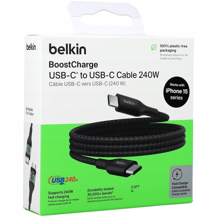 Belkin - Kabel Boost - USB-C do USB-C PD 3.1 240W, zgodny z iPhone 15, 1 m
