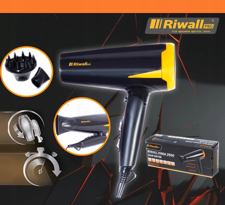 SUSZARKA DO WŁOSÓW RIWALL KINIA TURBO 90km/h +DYFUZOR +KONCETRATOR