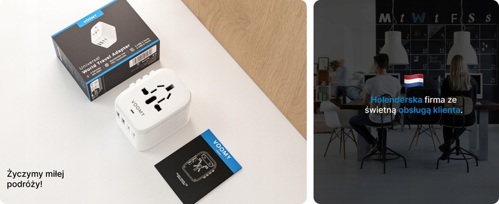 Adapter Podróżny VOOMY Z Ponad 170 Narodów - 2 Usb A 2 Usbc Biały