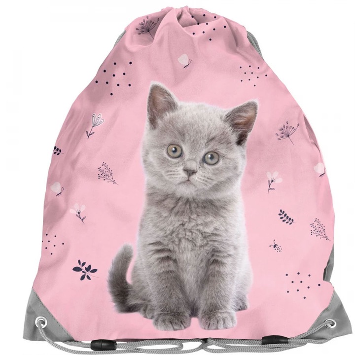 TORNISTER SZKOLNY PLECAK DLA DZIEWCZYNKI DO 1 KLASY KOT KOTEK 5 ELEMENTÓW