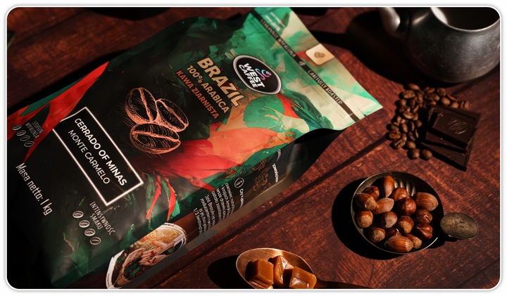 Kawa ziarnista Brazylia 1kg Świeżo Palona - 100% Arabica - Monte Carmelo