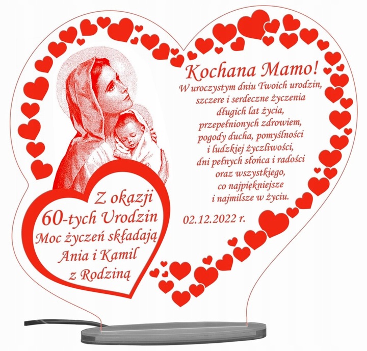 18 50 60 70 80 90 URODZINY STATUETKA PREZENT LED