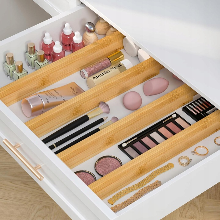 4x BAMBUSOWY ORGANIZER DO SZUFLADY SEPARATOR PRZEGRÓDKA ROZSZERZANY