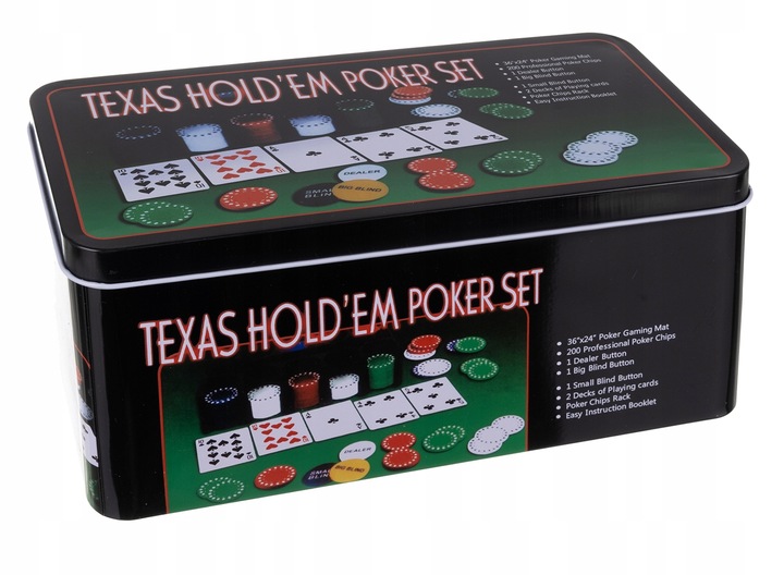 Zestaw do Pokera 200 Żetonów Karty Żetony do Gry Texas Poker + Mata