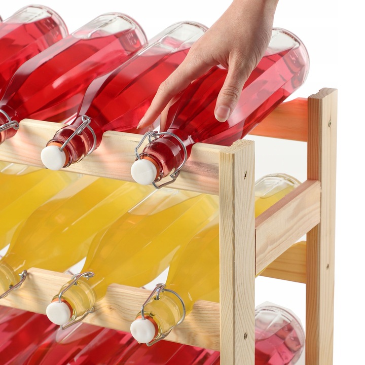 STOJAK REGAŁ NA WINO BUTELKI DREWNIANY 20 BUTELEK PÓŁKA NA ALKOHOL