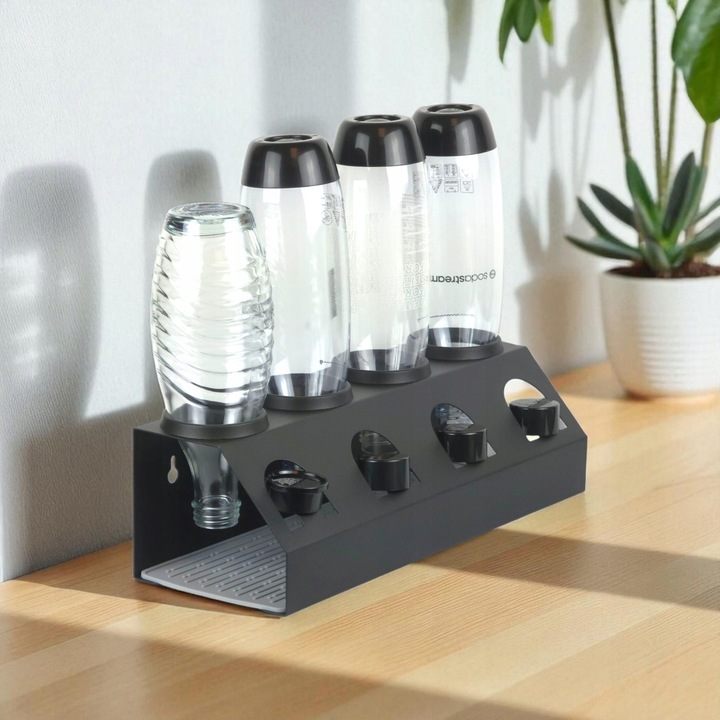 OCIEKACZ STOJAK METALOWY CZARNY NA 4 BUTELKI DO SATURATORA SODASTREAM