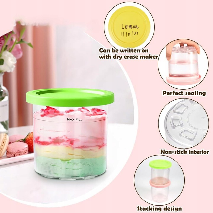 Pojemniki do lodów do Ninja Creami NC300EU 4 sztuki z pokrywką