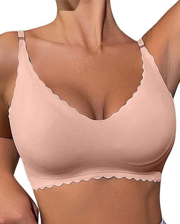 BIUSTONOSZ BEZSZWOWY Stanik Bez Zapięcia Haftek na Prezent Niewidoczny Beż