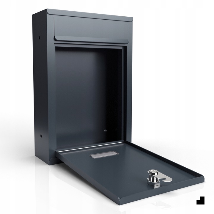 SKRZYNKA NA LISTY Z NUMEREM DOMU | POCZTOWA | A4 | ANTRACYT RAL7016 | WZORY