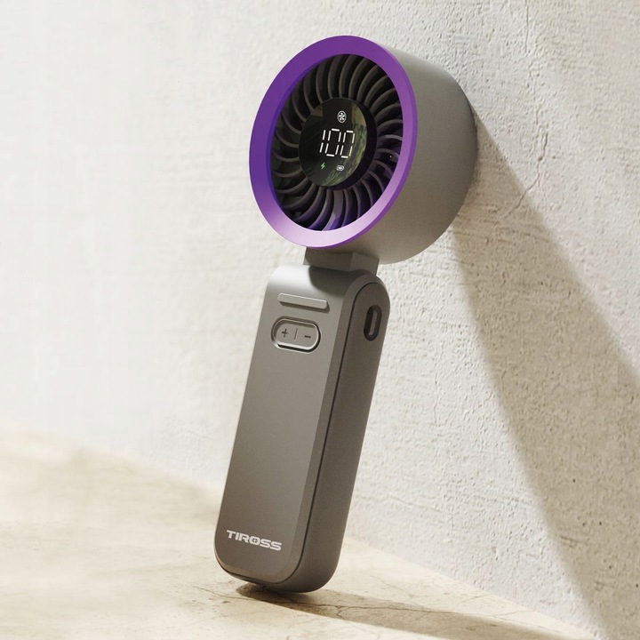 PRZENOŚNY WIATRAK MINI WENTYLATOR BIURKOWY CICHY RĘCZNY 3600mAh 100 trybu