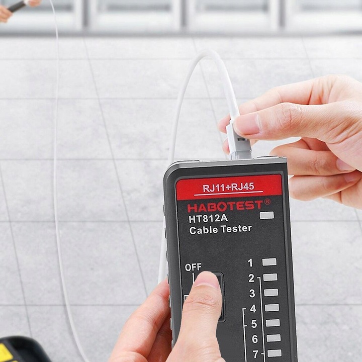 TESTER PRZEWODÓW SIECIOWYCH RJ11 RJ45 LAN SZUKACZ PAR KABLI HABOTEST HT812