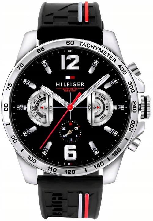 ZEGAREK MĘSKI TOMMY HILFIGER 1791473 DECKER +BOX +GRAWER datownik czarny