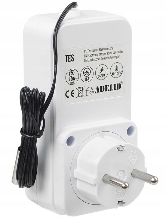 Regulator Temperatury Pokojowy Termostat Elektroniczny 230V Gniazdo 16A
