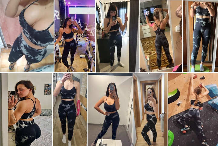 LEGGINSY SPORTOWE CZARNE DAMSKIE PUSH UP KOMPLET Stanik i Leginsy Top GYM L