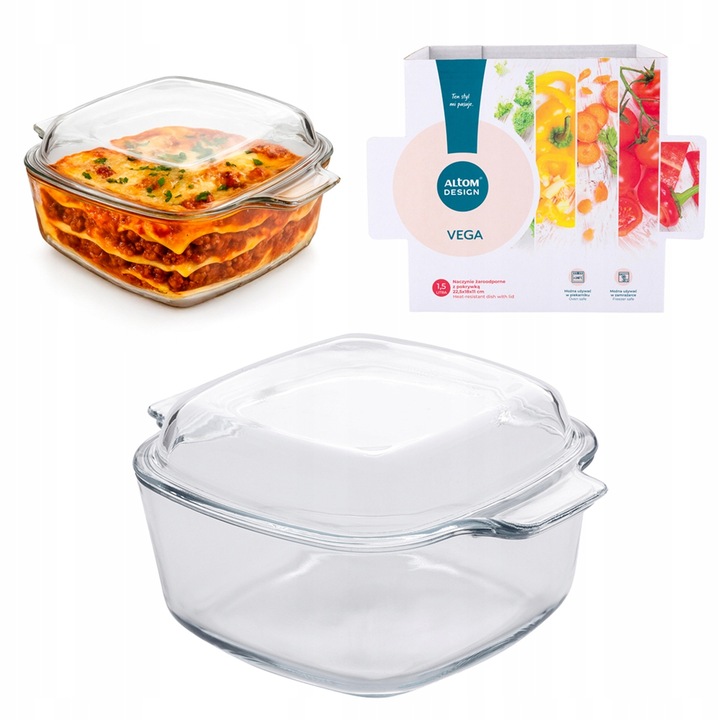 Naczynie żaroodporne 1,5l szklane do zapiekania z pokrywą Altom Design