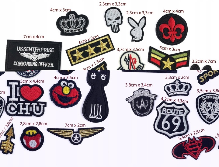 APLIKACJA TERMO naprasowanki naszywki aplikacje ZESTAW 20 naszywek