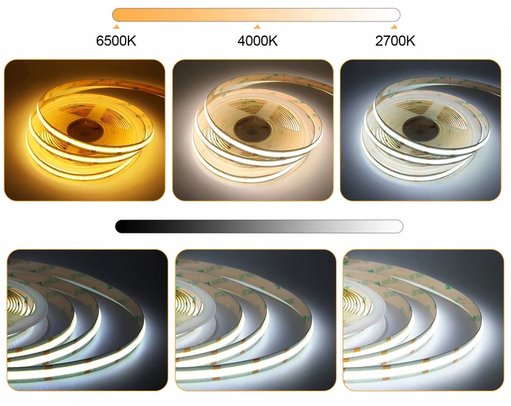 Taśma LED Neon COB 24V 10m 608d CCT 2700-6500K BIAŁA CIEPŁA NEUTRALNA