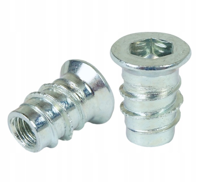 100x Mufa M6x 15 dwugwintowa wkręcana z kołnierzem wpustka wkręt do