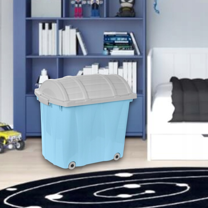 KOSZ NA ZABAWKI 60 L DUŻY POJEMNIK KUFER SKRZYNIA ORGANIZER KÓŁKA POJEMNY