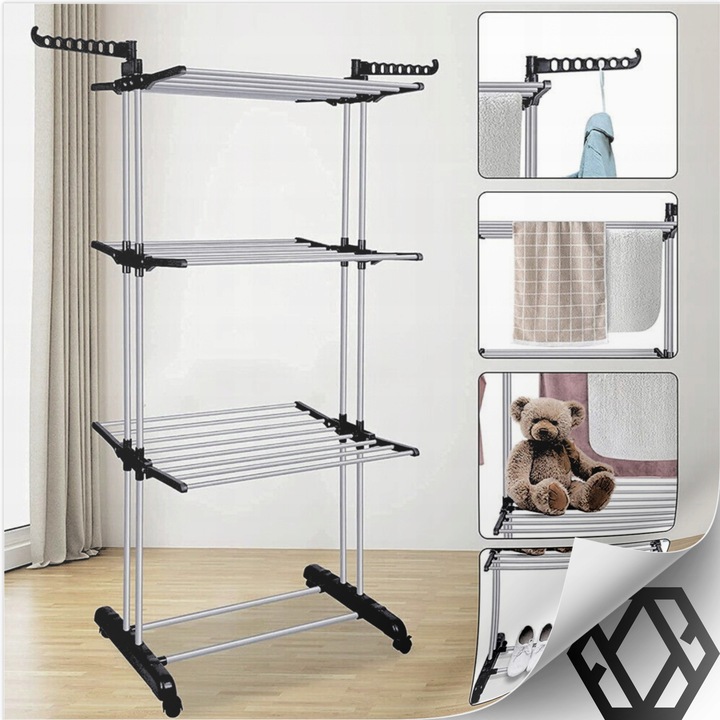 SUSZARKA NA PRANIE STOJĄCA NA UBRANIA BIELIZNE PIONOWA NA BALKON ZEWNĘTRZNA