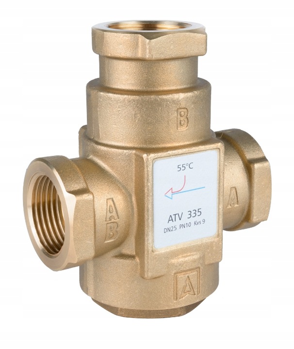 ZAWÓR TEMPERATUROWY OCHRONY POWROTU KOTŁA ATV 335 DN25 Ø 1" CAL 9 m³/h