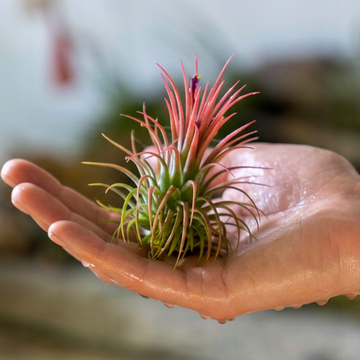 Tillandsia OPLĄTWA ionantha Intensywnie czerwona W ZIMOWYM OPAKOWANIU
