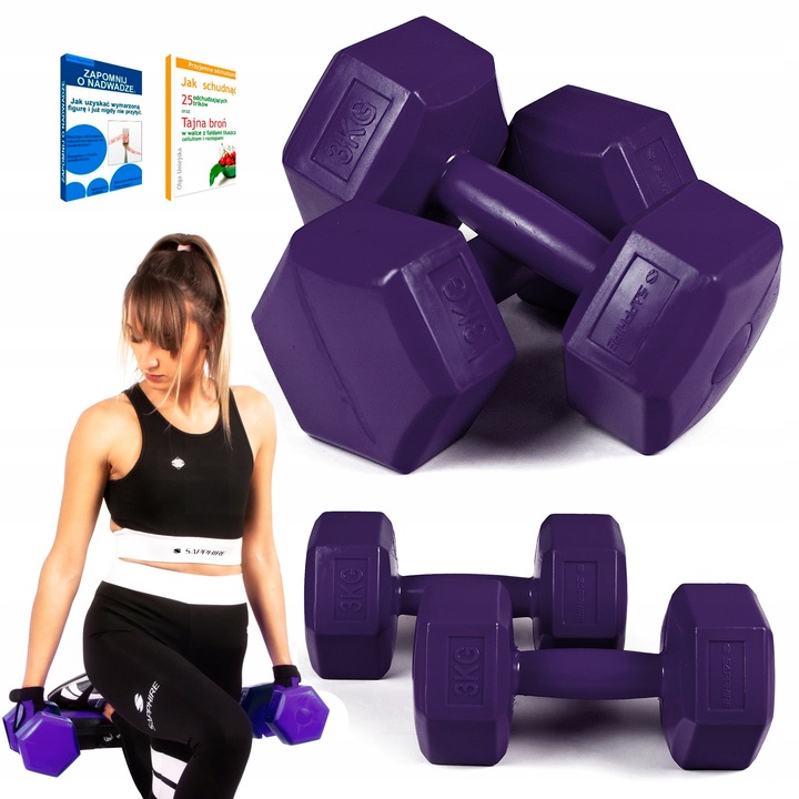 HANTLE hantelki CIĘŻARKI 2x3KG ZESTAW do ćwiczeń fitness BITUMICZNE