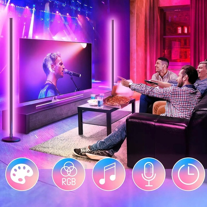 INTELIGENTNA LAMPA PODŁOGOWA LED RGB NAROŻNA STOJĄCA DO SALONU