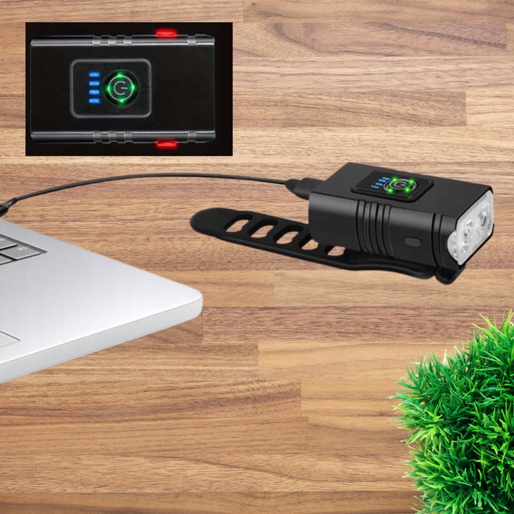 MOCNA LAMPKA ROWEROWA PRZEDNIA TYLNA LED WODOODPORNA AKUMULATOR USB ZESTAW