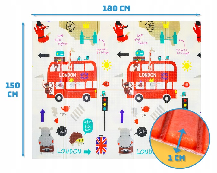 MATA PIANKOWA XPE SKŁADANA EDUKACYJNA 150X180 CM