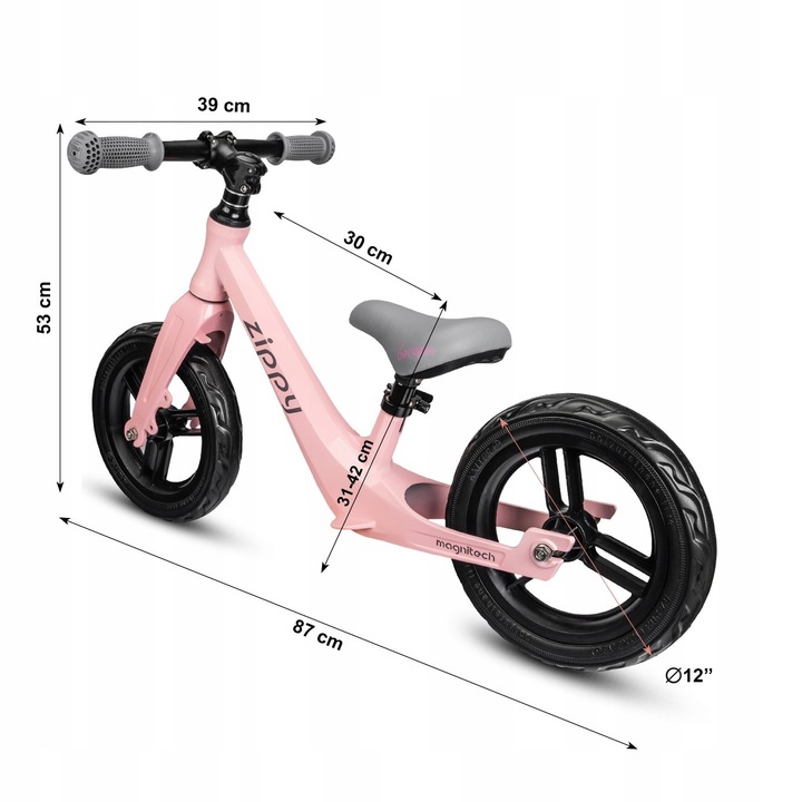Rower rowerek biegowy dla dziewczynki Bergen Lekki regulowany dla dzieci
