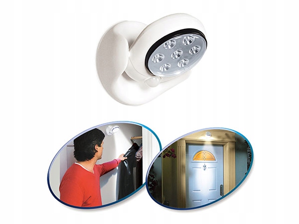 LAMPKA 7 LED BEZPRZEWODOWA Z CZUJNIKIEM RUCHU 360 LAMPA NOCNA NA BATERIE