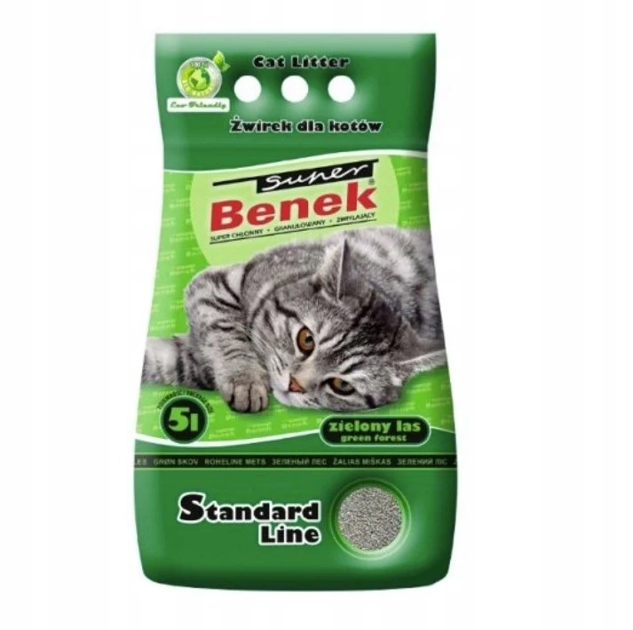 SUPER BENEK STANDARD LINE BENTONITOWY ŻWIREK DLA KOTA ZIELONY LAS 25L Litr