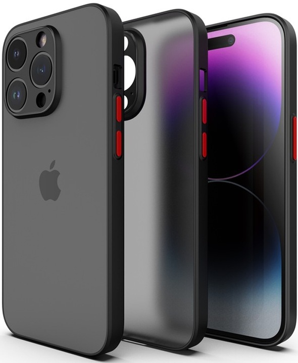 ETUI DO IPHONE 15 PRO MATOWE CASE OCHRONA APARATU WZMACNIANE | CZARNE