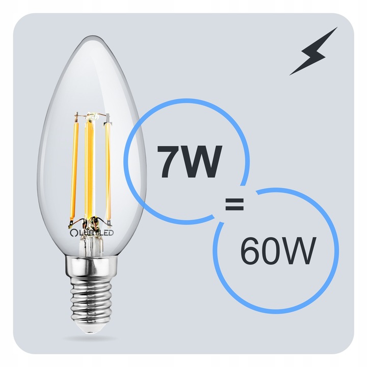 6x Żarówka LED E14 Świeca FILAMENT 7W = 60W Dekoracyjna 3000K LUMILED