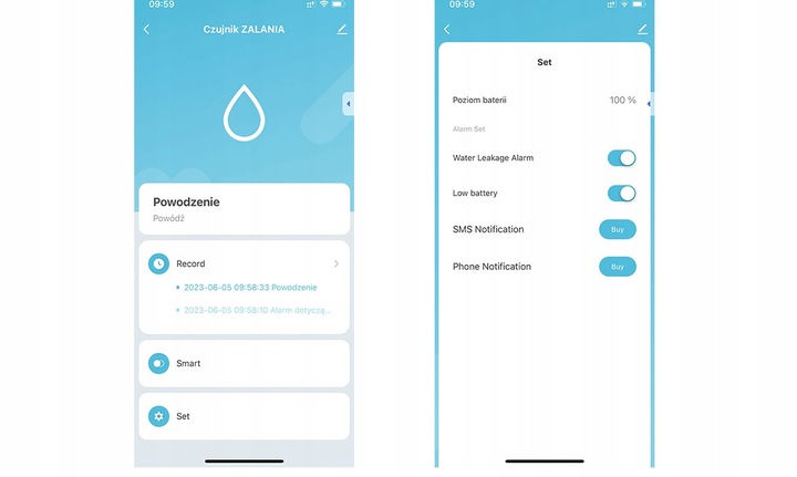 CZUJNIK ZALANIA wycieku wody WIFI TUYA sensor
