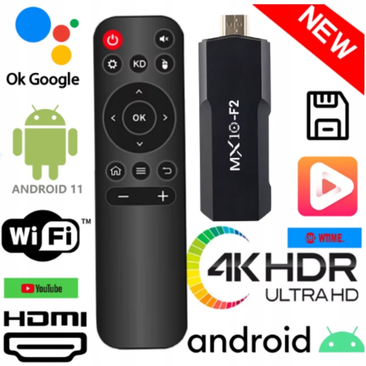TV STICK ODTWARZACZ MULTIMEDIALNY ANDROID SMART TV 4K 1 GB 8 GB