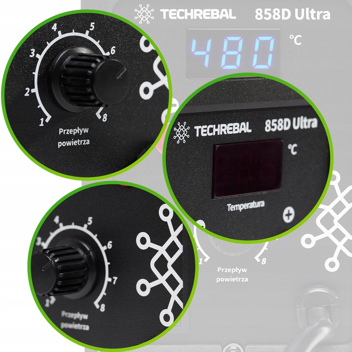 STACJA LUTOWNICZA hot air Spawarka do plastiku Techrebal 858D Ultra 750W