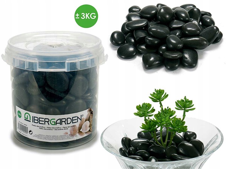 Czarny kamień ozdobny do akwarium ok. 4cm - 5cm