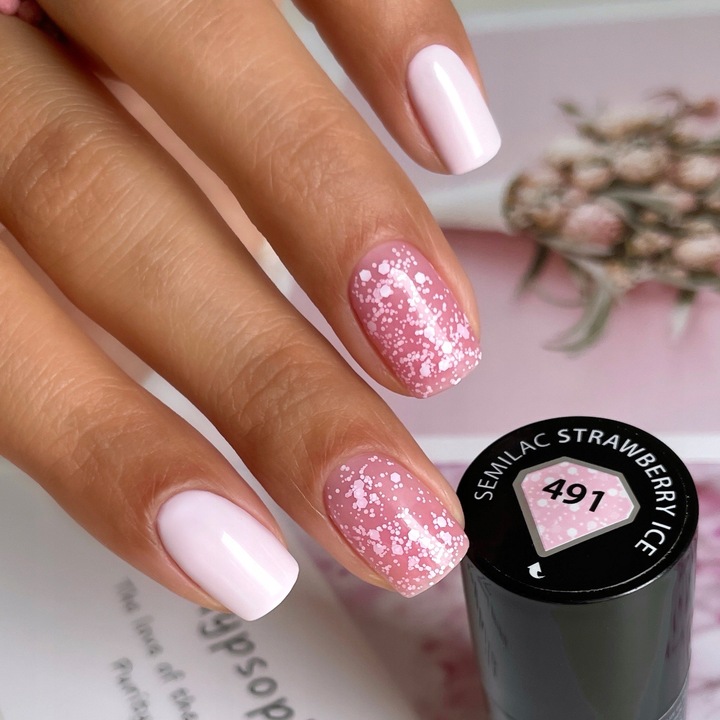SEMILAC LAKIER HYBRYDOWY 491 STRAWBERRY ICE 7ml