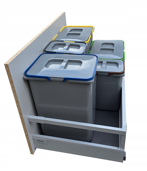 Zestaw koszy na śmieci 71L do szuflady szafki 80 cm Blum 5 poj. na